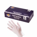Перчатки виниловые, Aviora (Авиора) р. L 50 шт неопудренные пара прозрачные картон. коробка