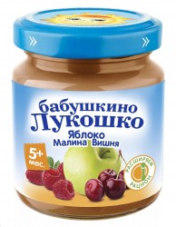 Пюре Бабушкино лукошко яблоко малина вишня 100 г